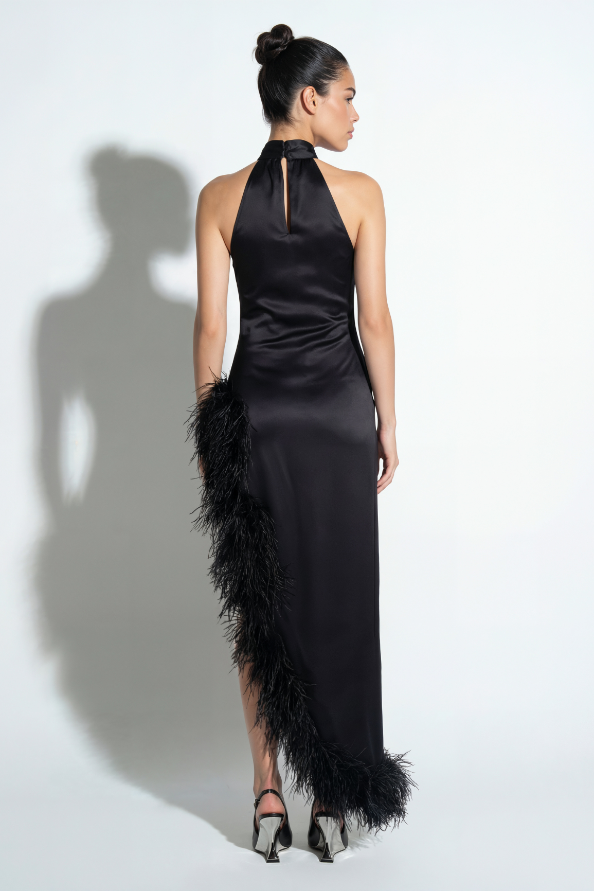 ostrich feather dress Silk Ostrich-Feather Dress Halterneck – YAEL