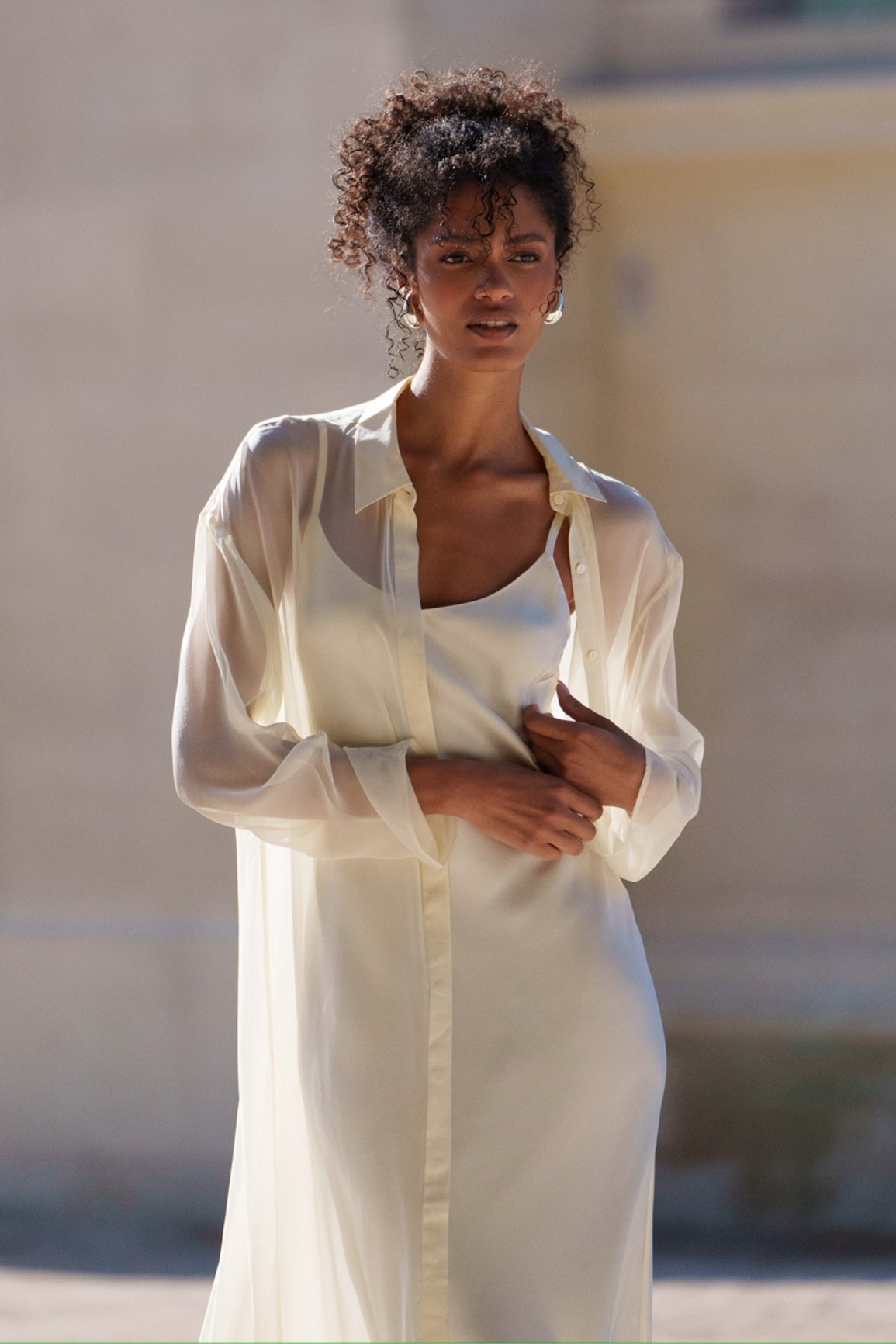 white christmas dresses Silk Chiffon Blouse Maxi – YAEL