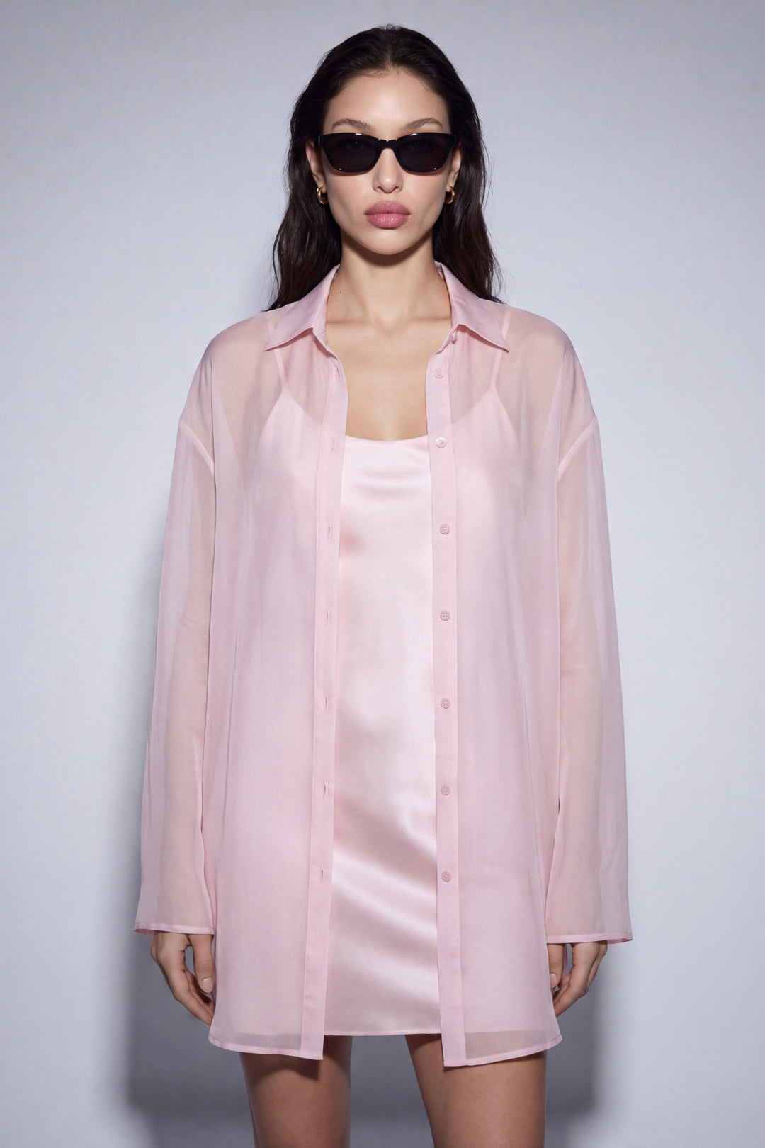 Sakura Silk Slip Dress & Chiffon Blouse Set Mini