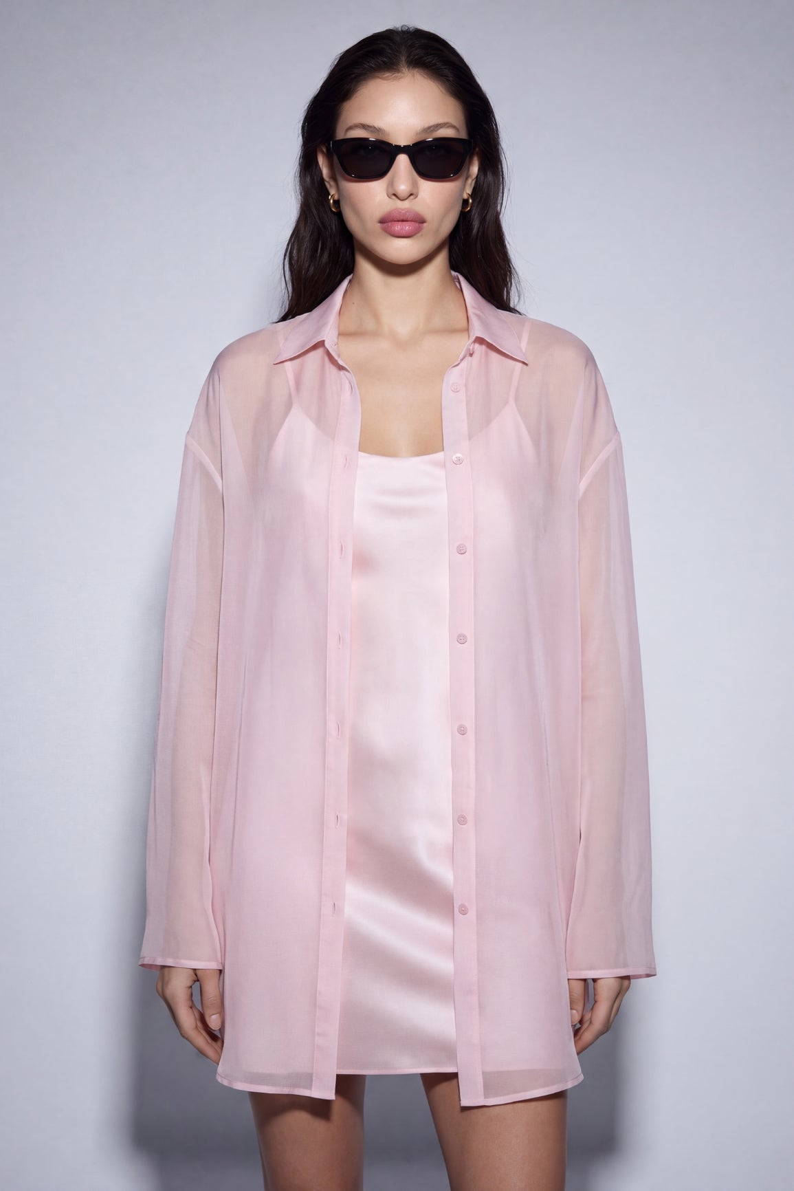 Sakura Silk Slip Dress & Chiffon Blouse Set Mini