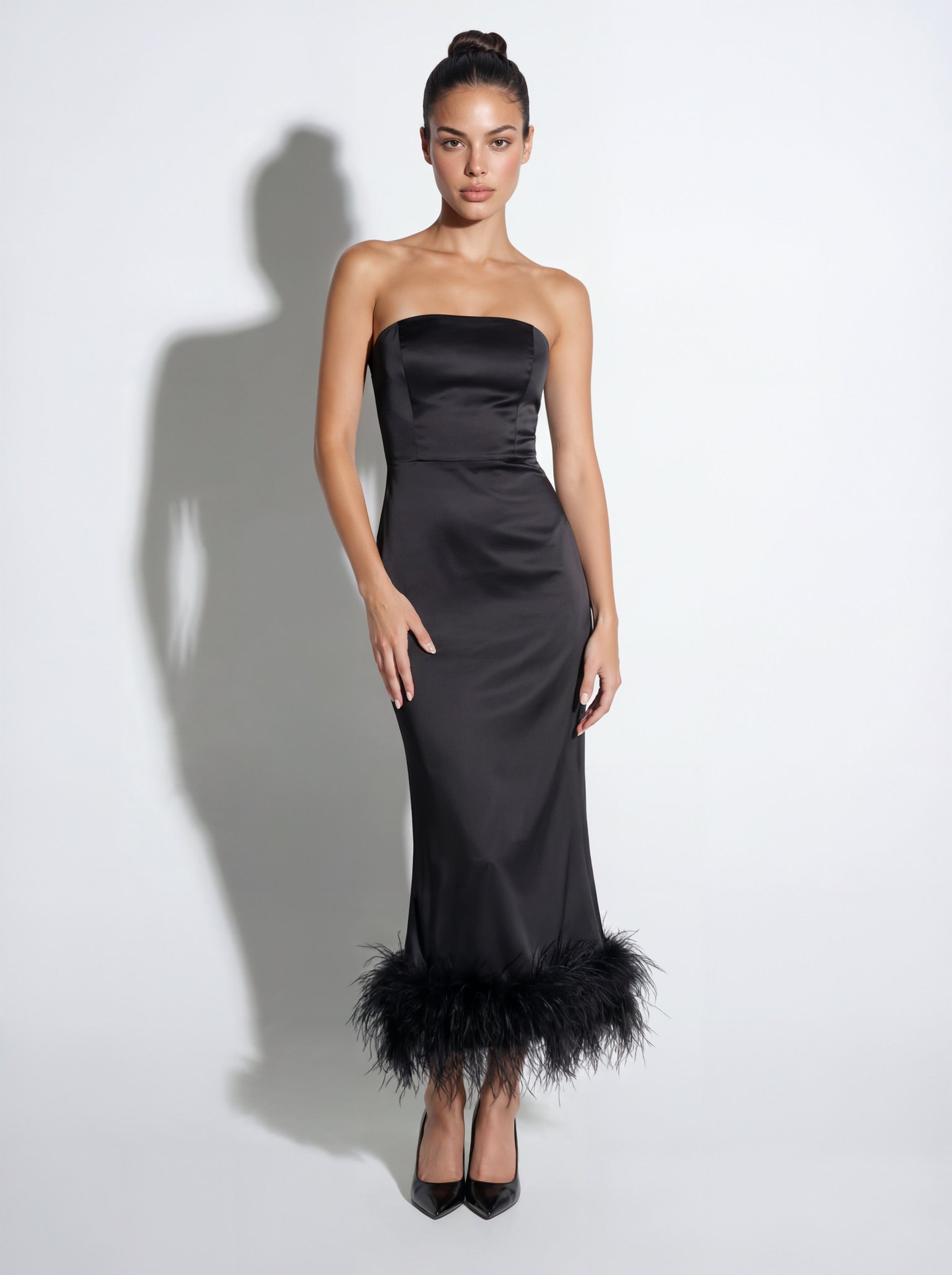 Silk Ostrich-Feather Strapless Dress