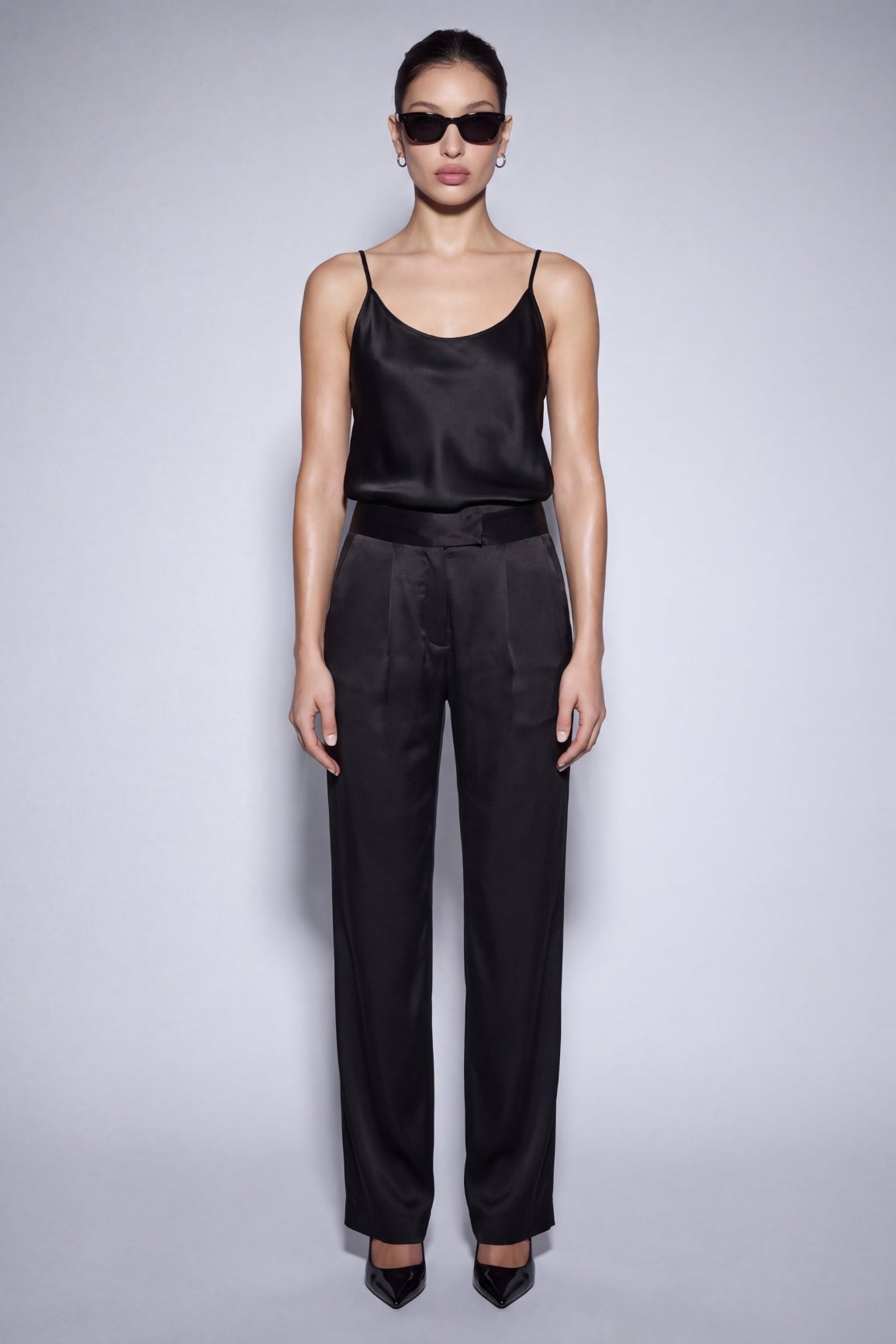 Black Silk Camisole & Pants Set