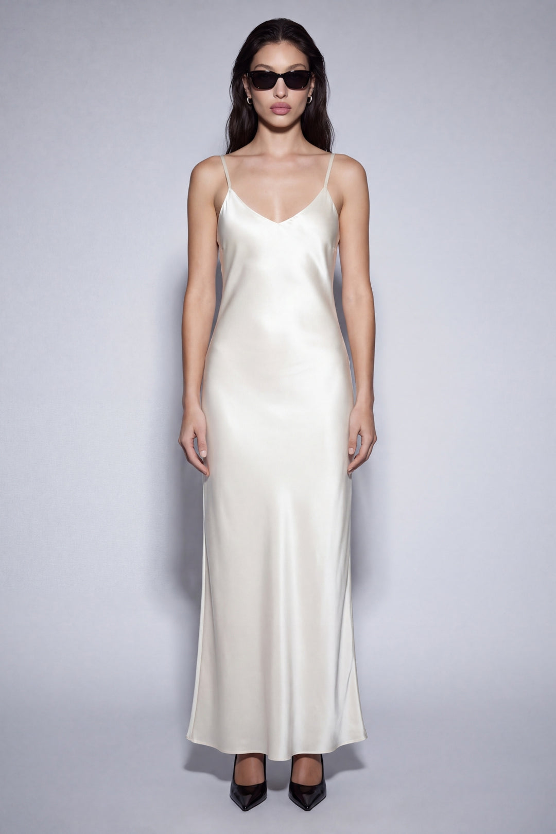 Ivory Silk Slip Dress Maxi