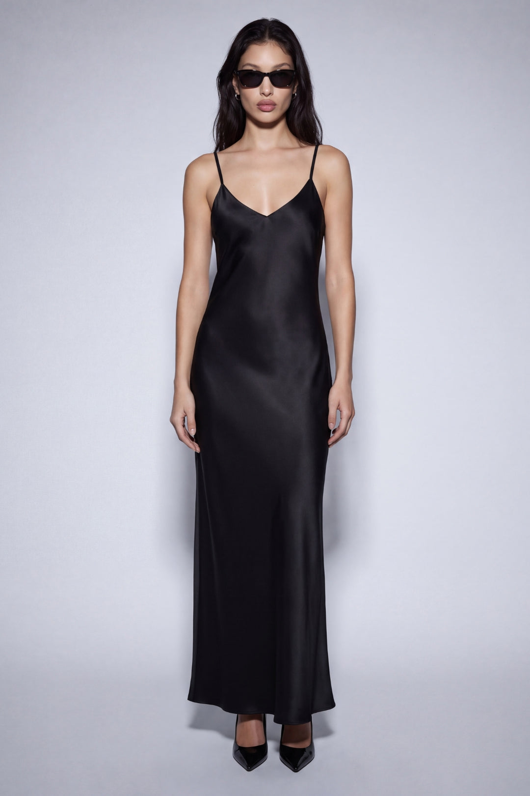 Black Silk Slip Dress Maxi