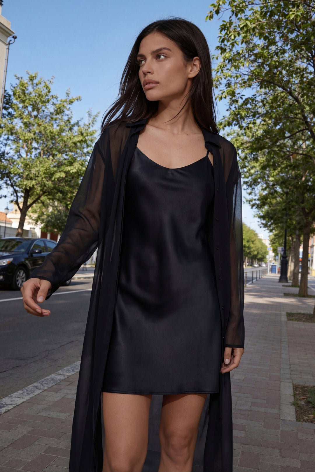 Black Silk Slip Dress Mini – YAEL