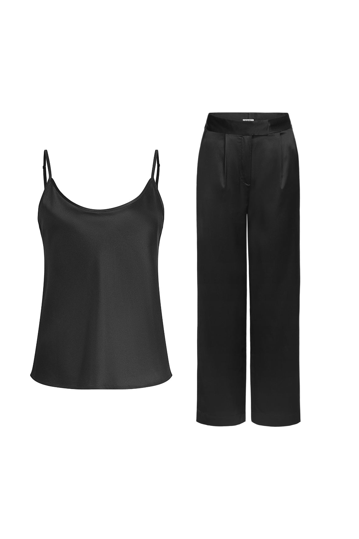 Silk Pants Set Black