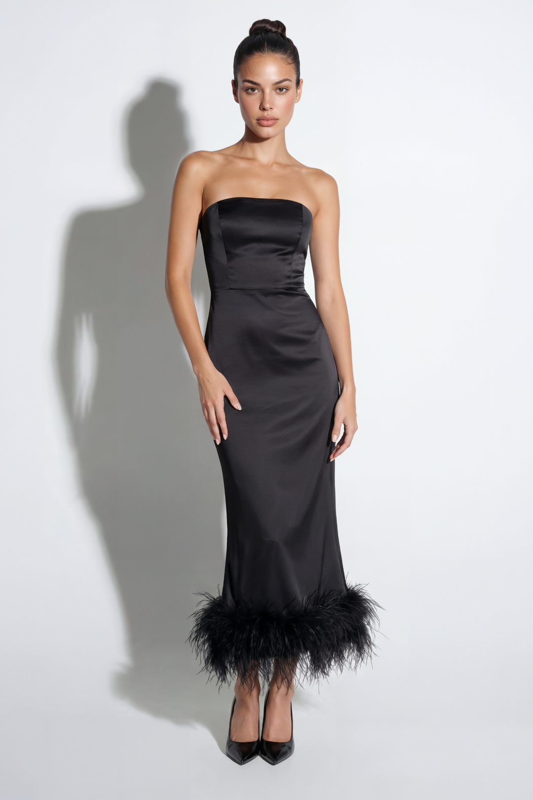 Silk Ostrich-Feather Strapless Dress
