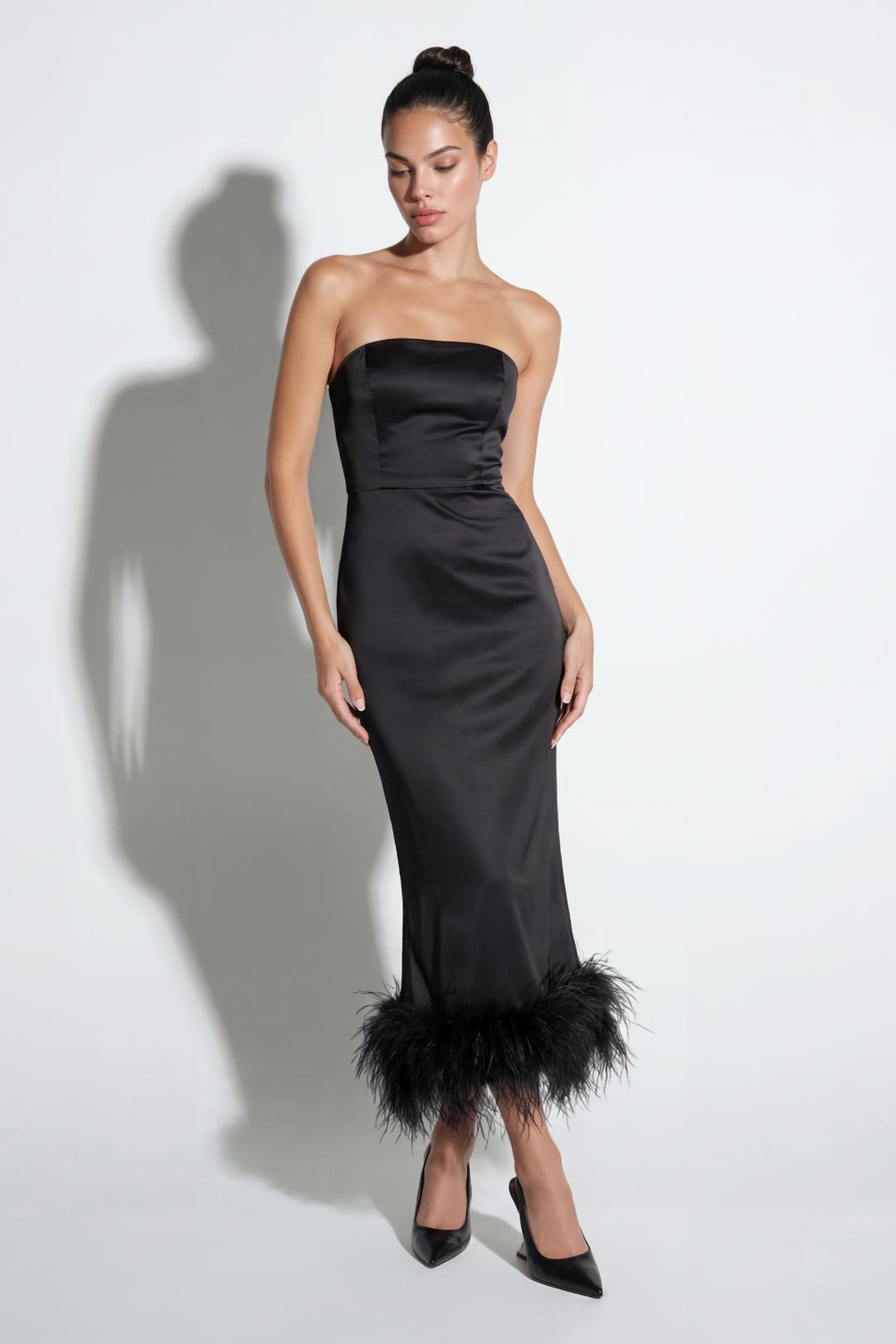 Silk Ostrich-Feather Strapless Dress
