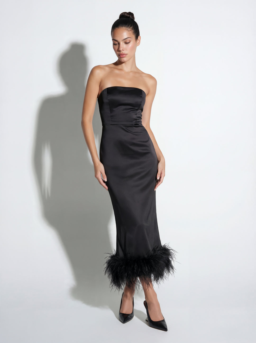 Silk Ostrich-Feather Strapless Dress