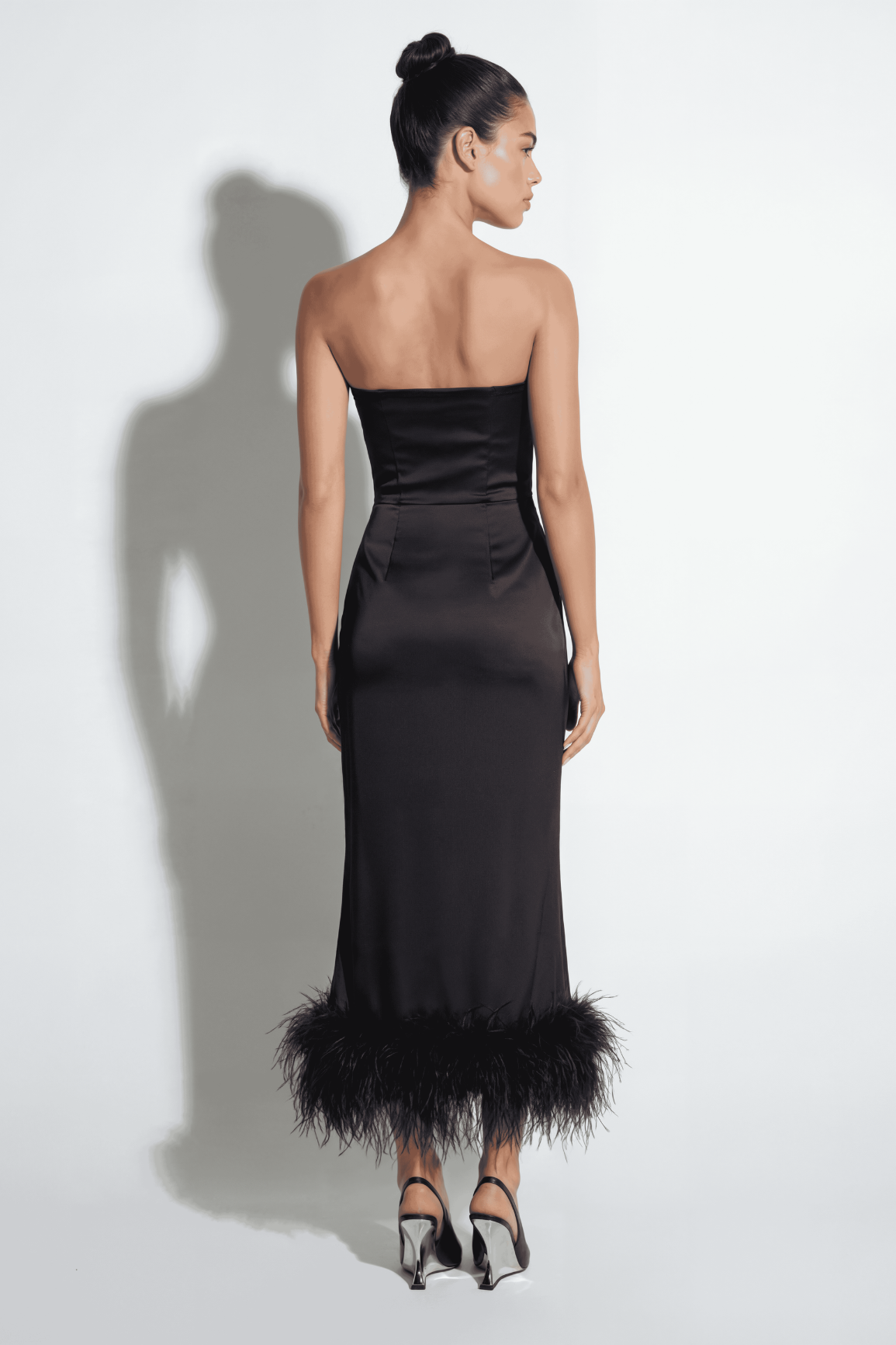 Silk Ostrich-Feather Dress Strapless