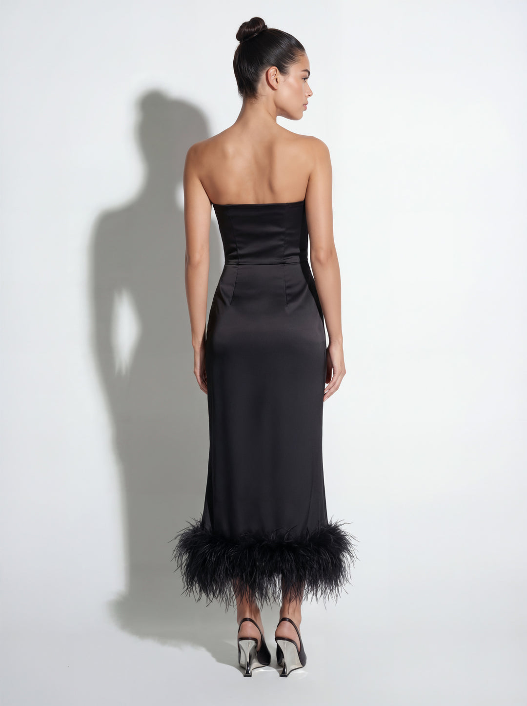 Silk Ostrich-Feather Strapless Dress