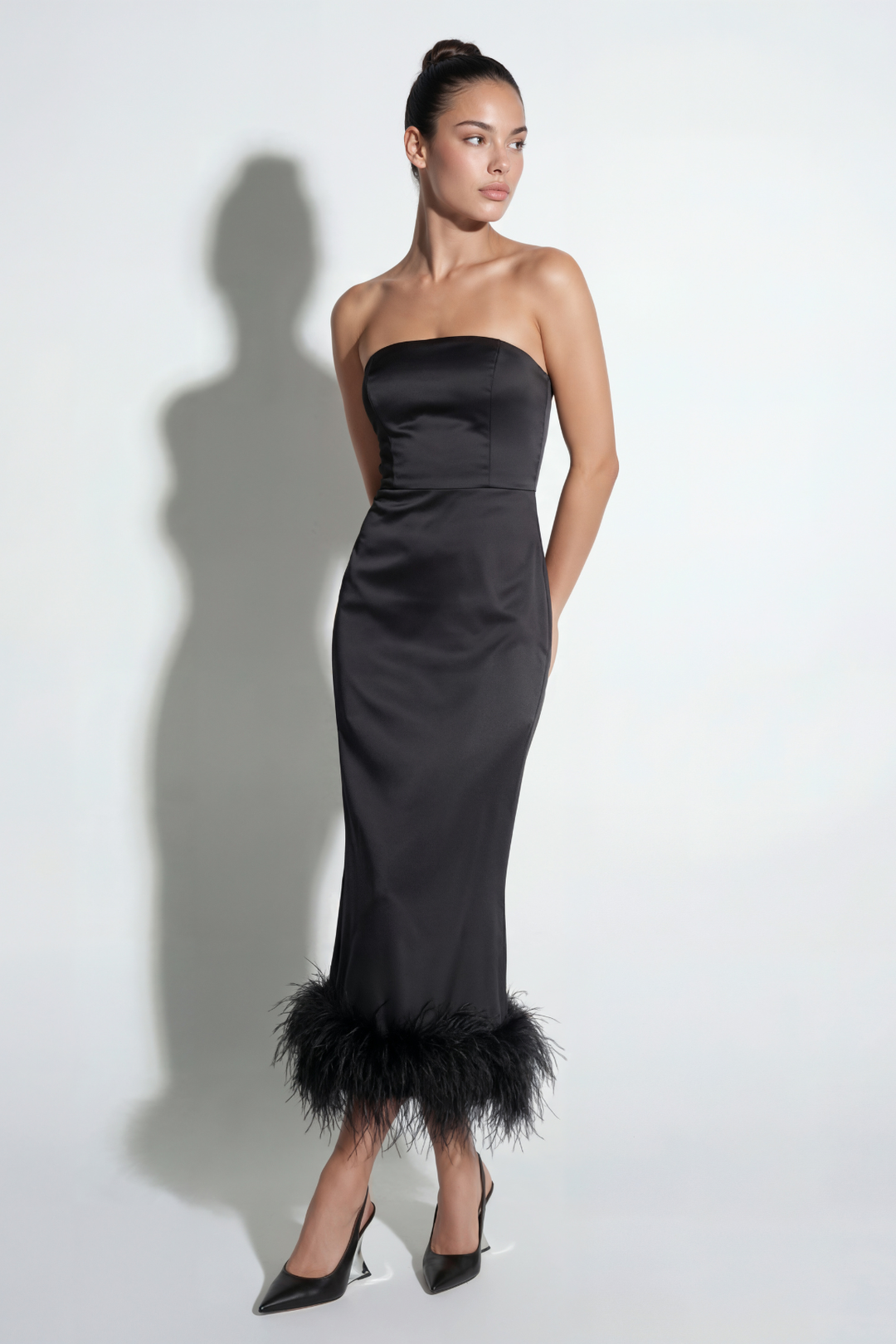 Silk Ostrich-Feather Strapless Dress
