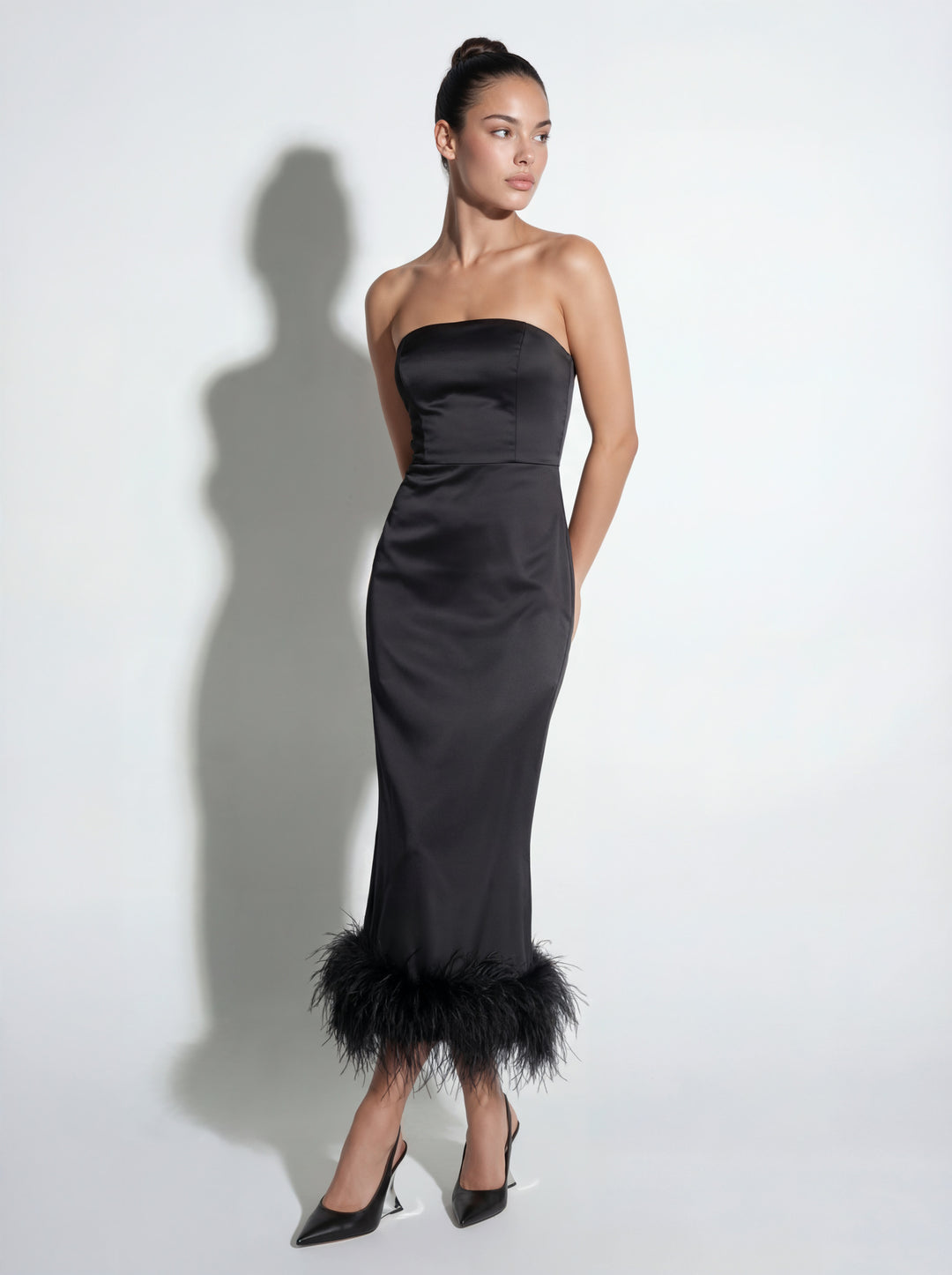 Silk Ostrich-Feather Strapless Dress