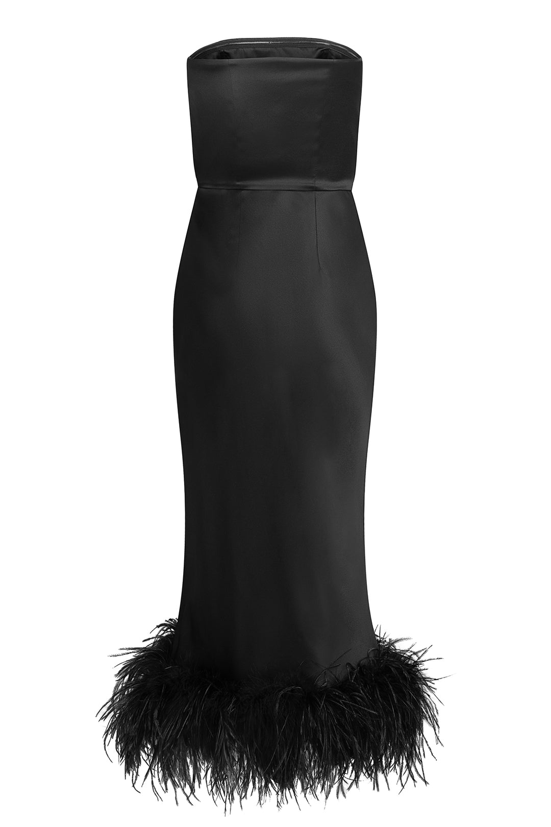 ostrich feather midi dress Matte Viscose Cross Front Dress With Feathers in Black