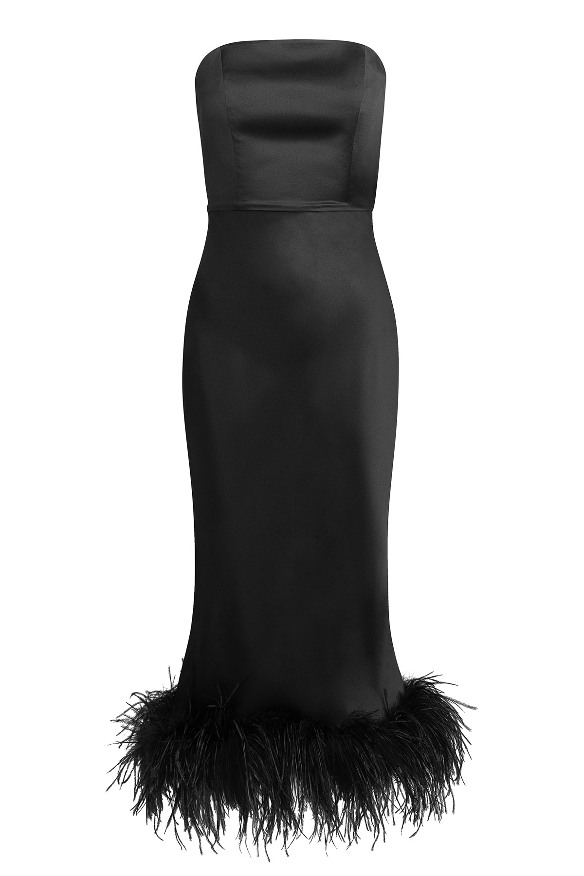 Silk Ostrich-Feather Strapless Dress