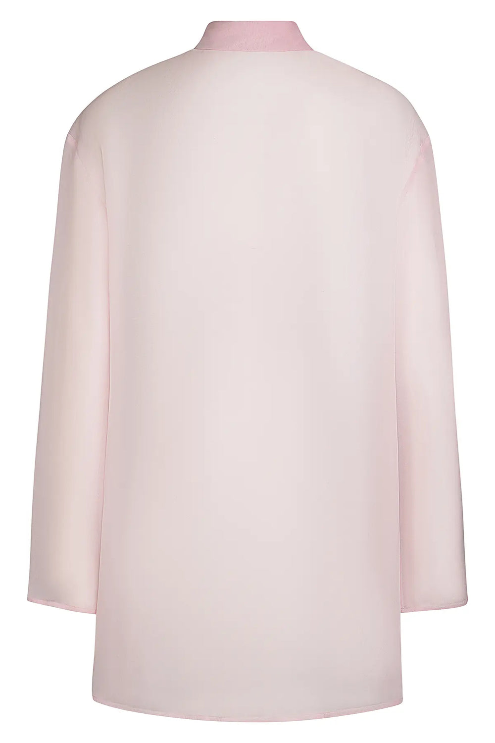 YAEL Short Sakura Silk Chiffon Blouse – Back view showcasing the elegant drape and hidden button placket.