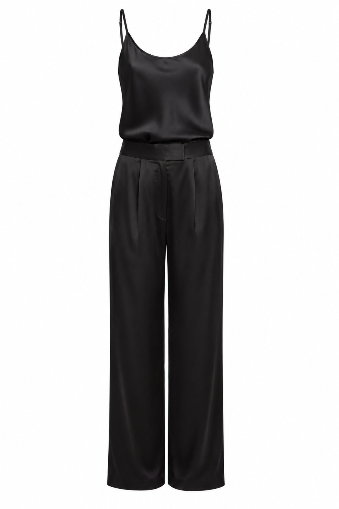 Black Silk Camisole & Pants Set