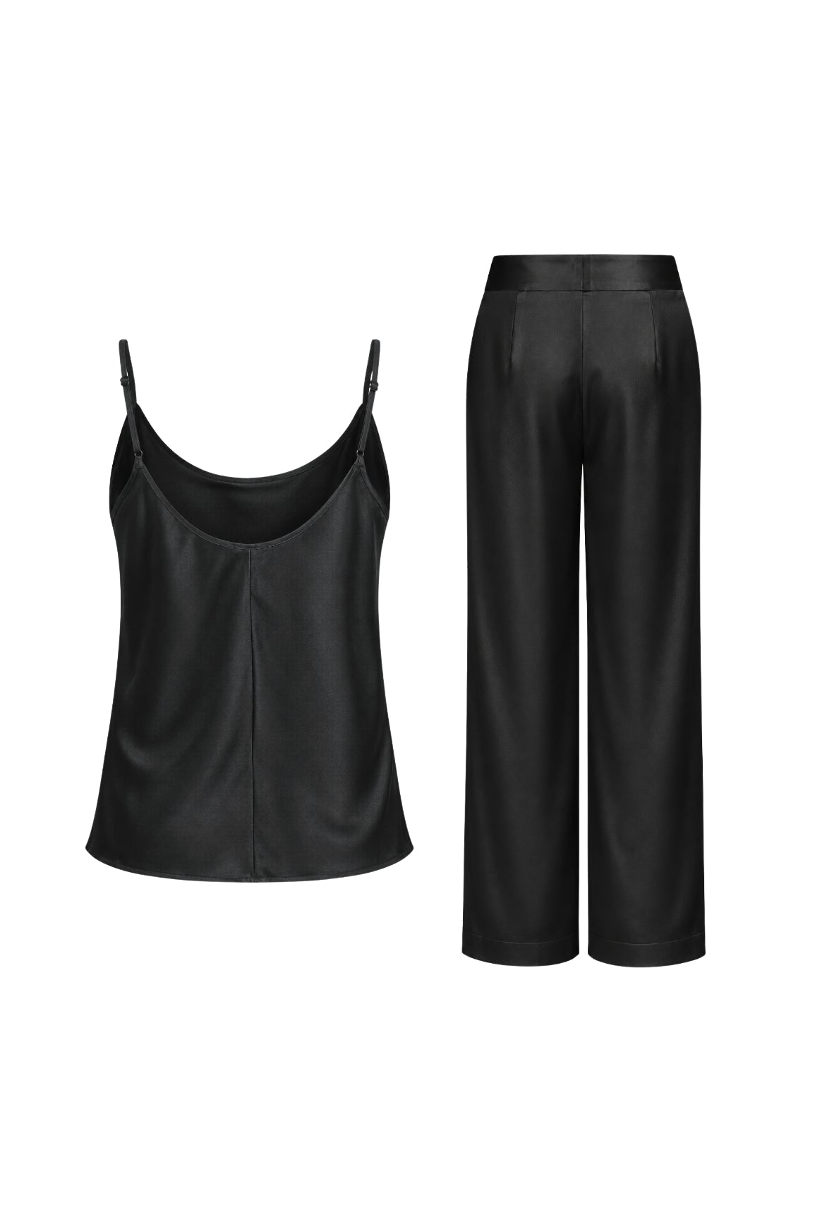 Black Silk Camisole & Pants Set