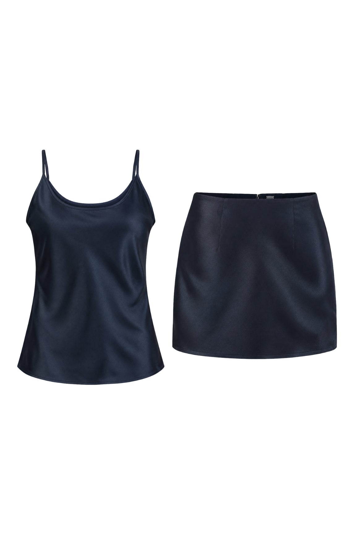 Midnight Silk Camisole & Skirt Set