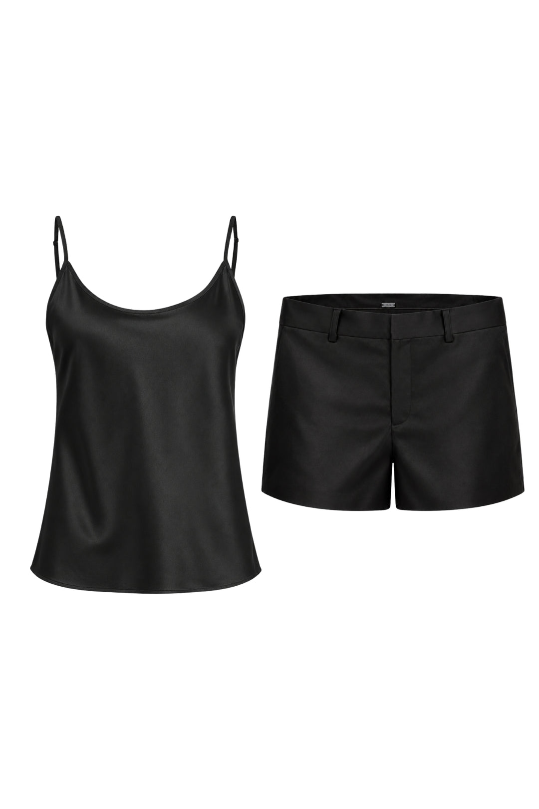 Black Silk Camisole & Shorts Set
