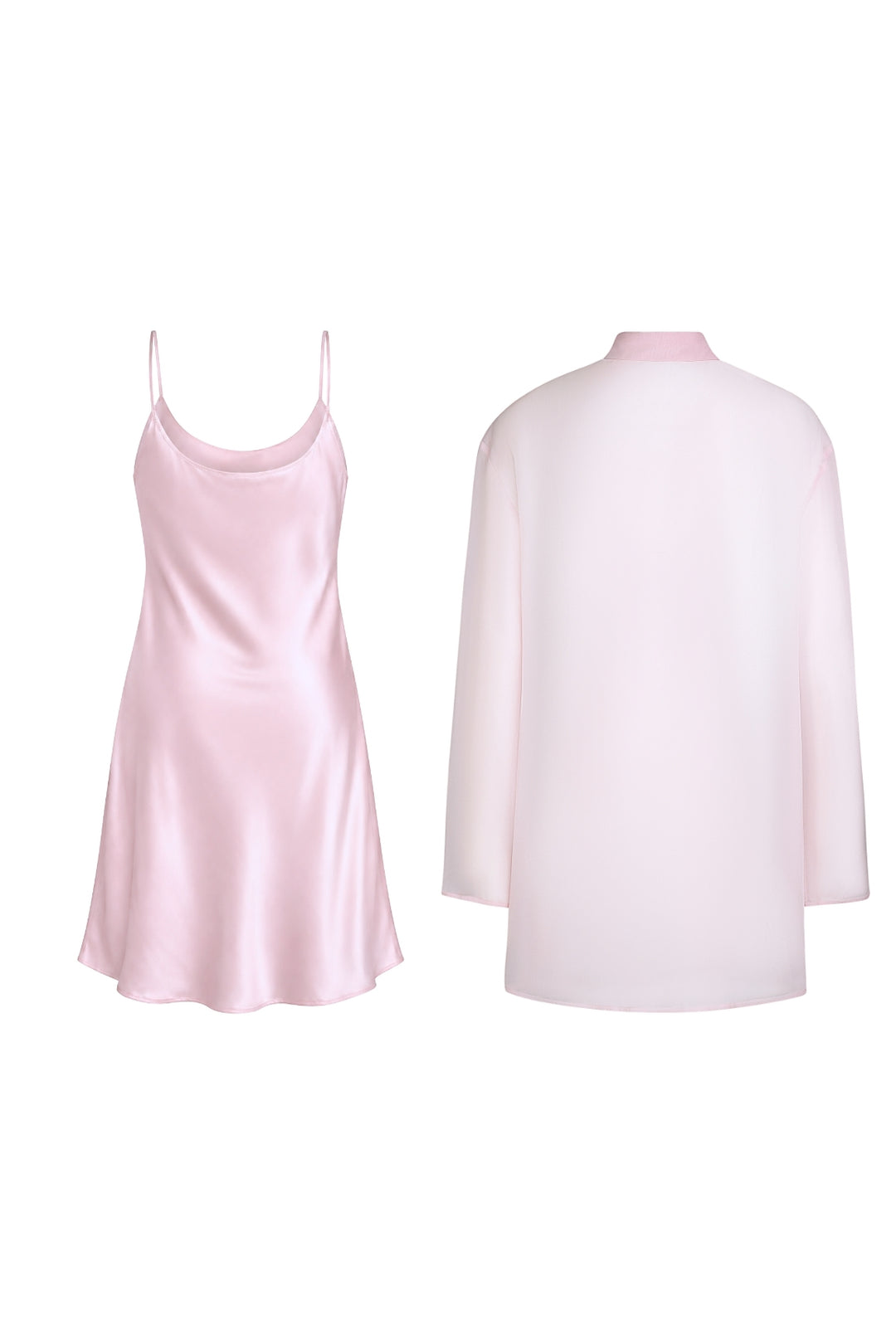 Sakura Silk Slip Dress & Chiffon Blouse Set Mini