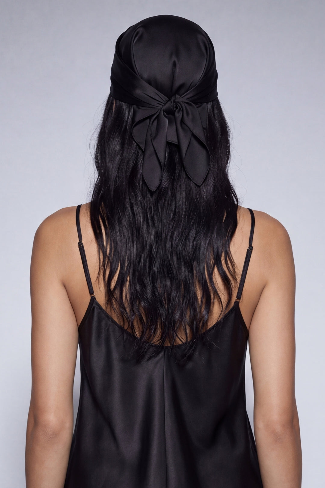 Black Silk Satin Scarf
