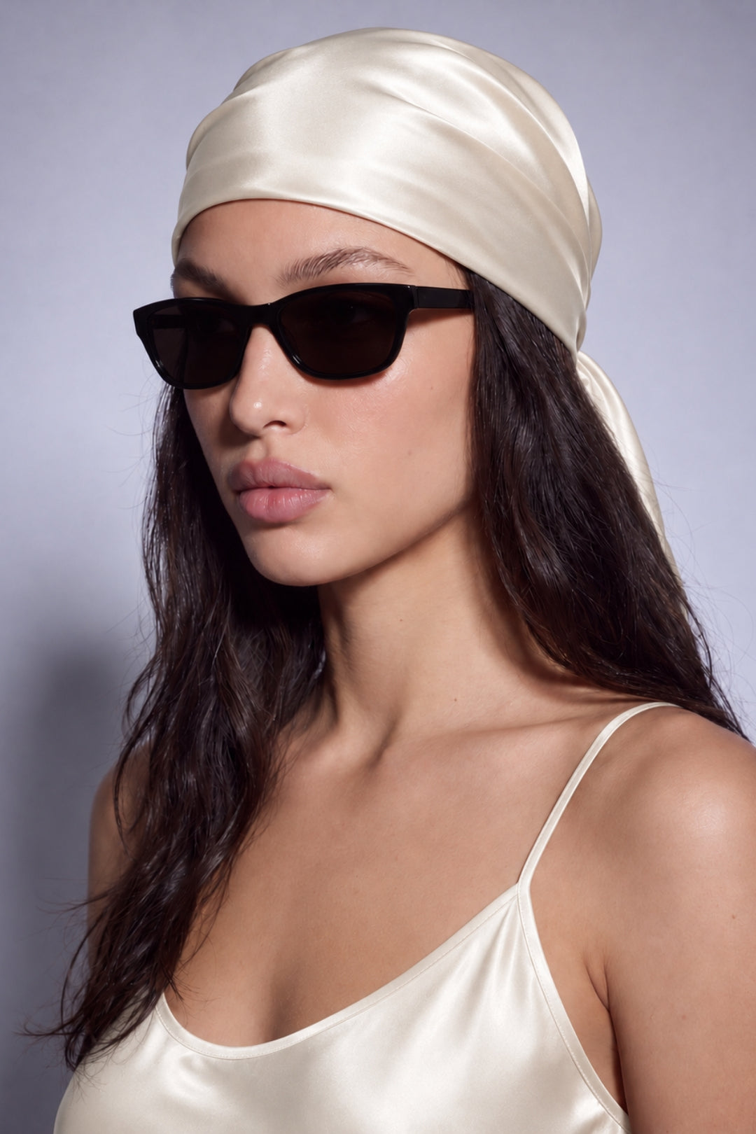 Ivory Silk Satin Scarf