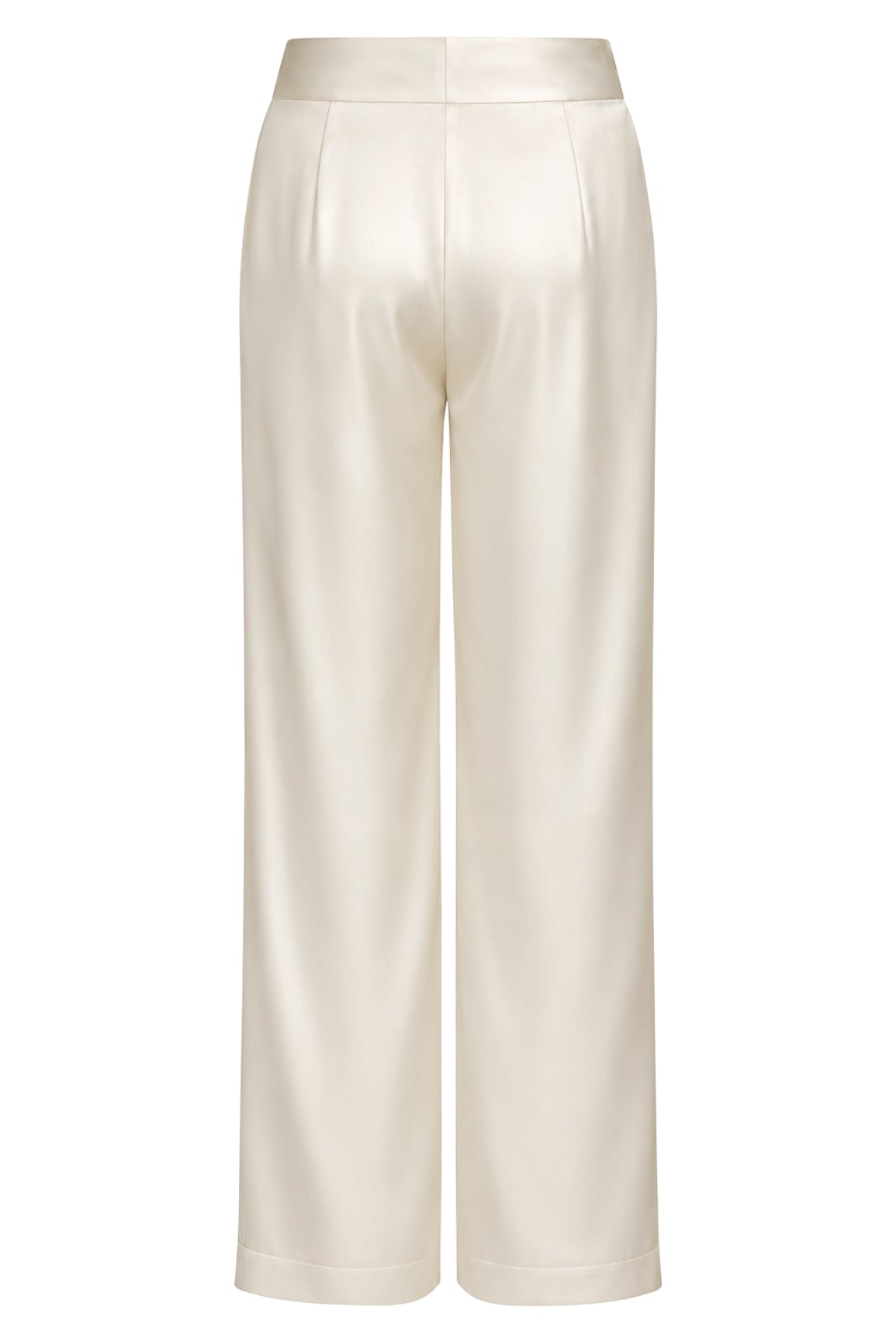 Ivory Silk Pants High-Waist
