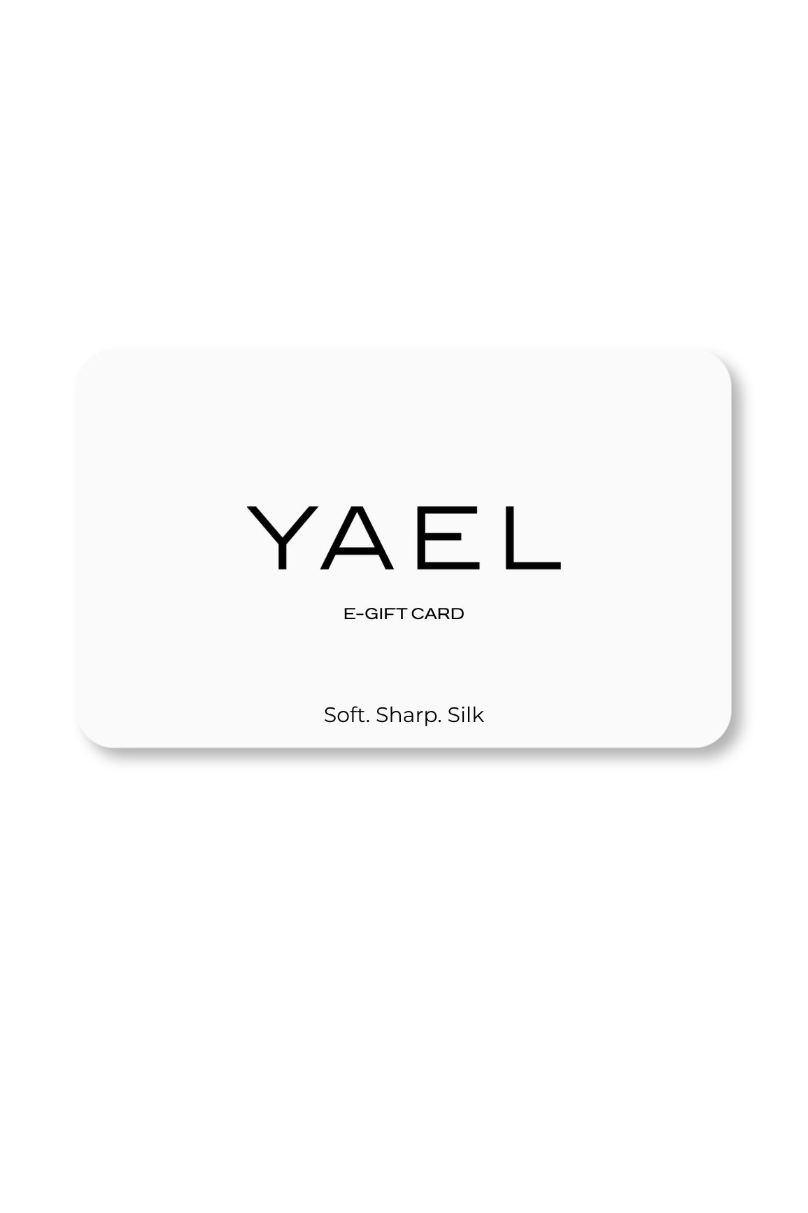 YAEL Gift Card featuring an elegant digital gift voucher design for timeless silk pieces and luxury fashion gifts.