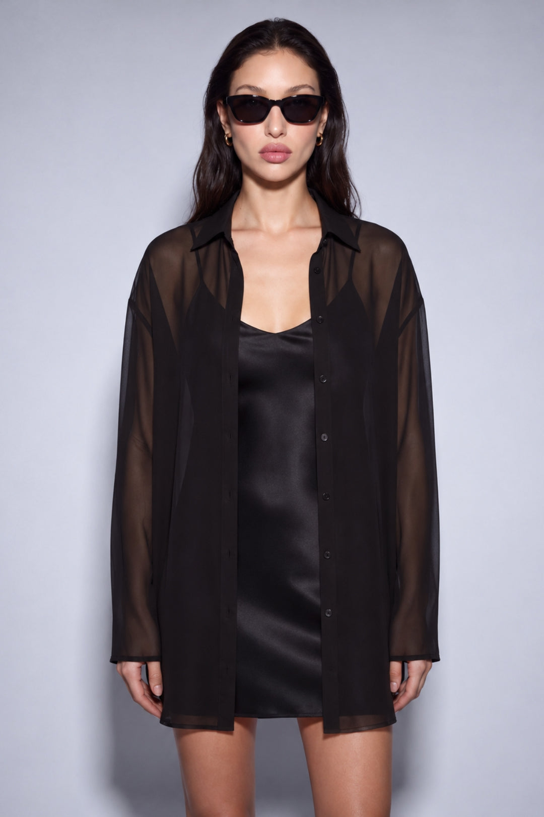 Black Silk Chiffon Blouse
