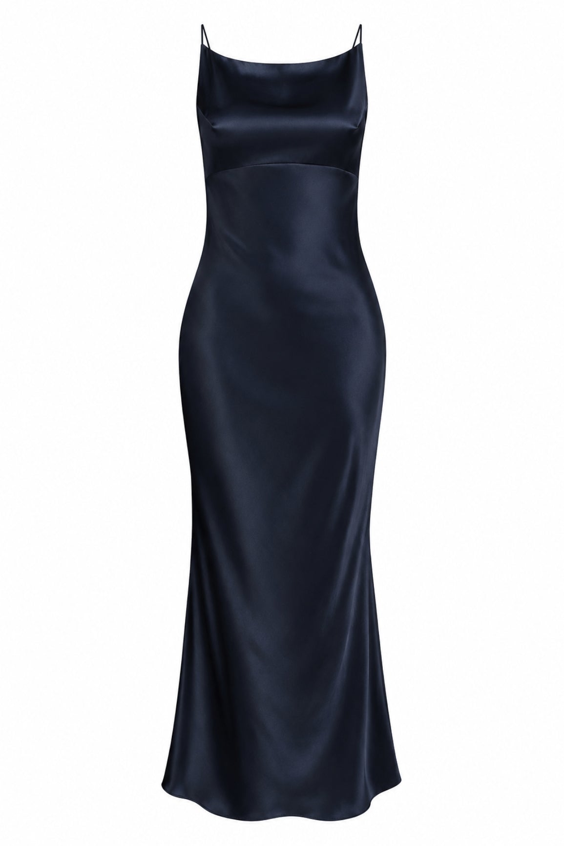Midnight Silk Dress Open-Back