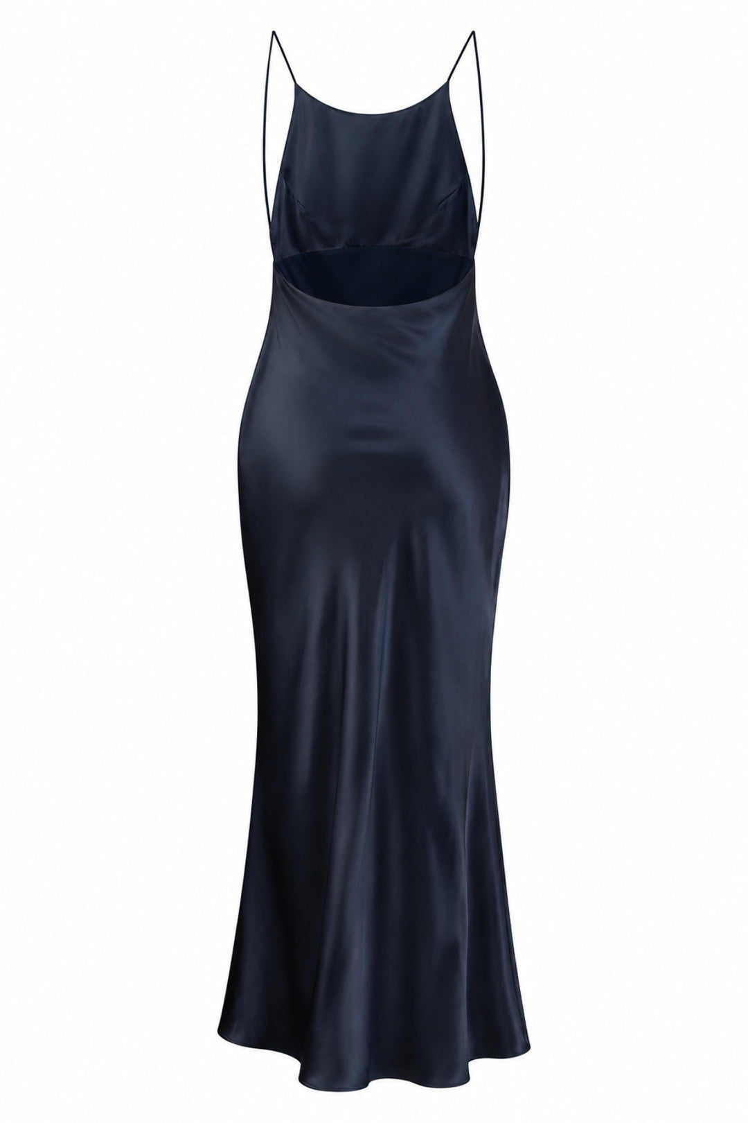 Midnight Silk Dress Open-Back