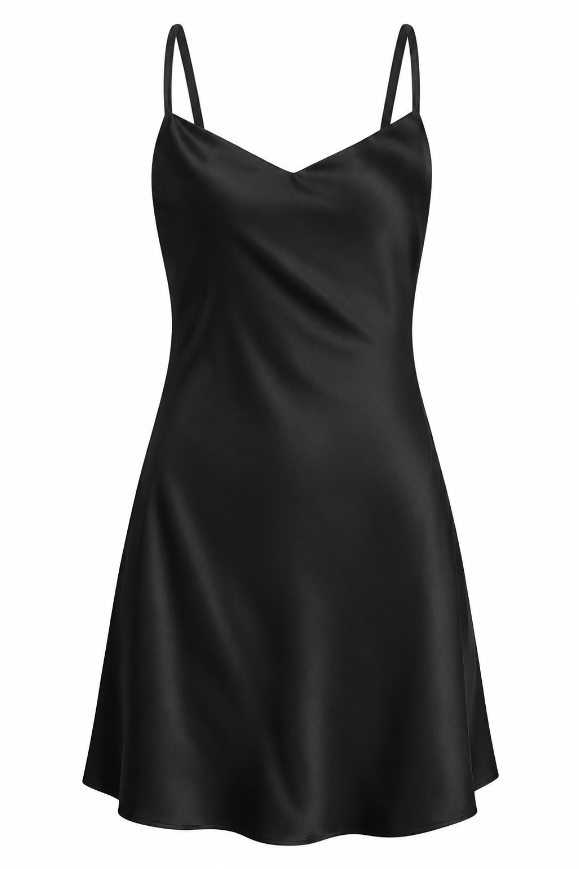 Black Silk Slip Dress Mini
