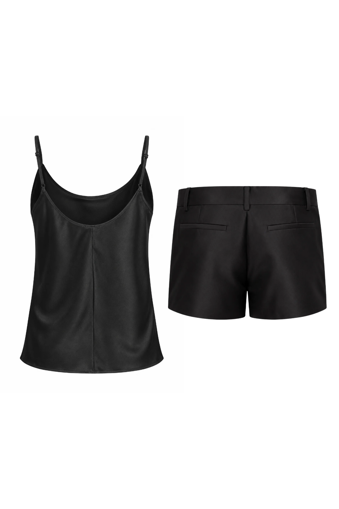 Black Silk Camisole & Shorts Set