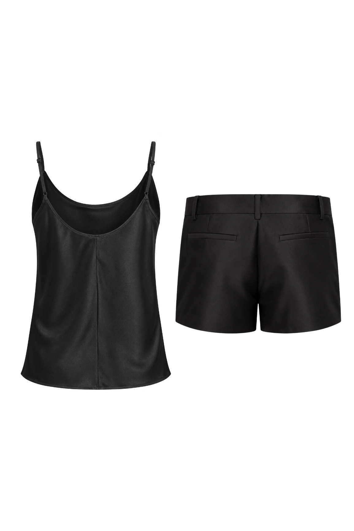 Black Silk Camisole & Shorts Set