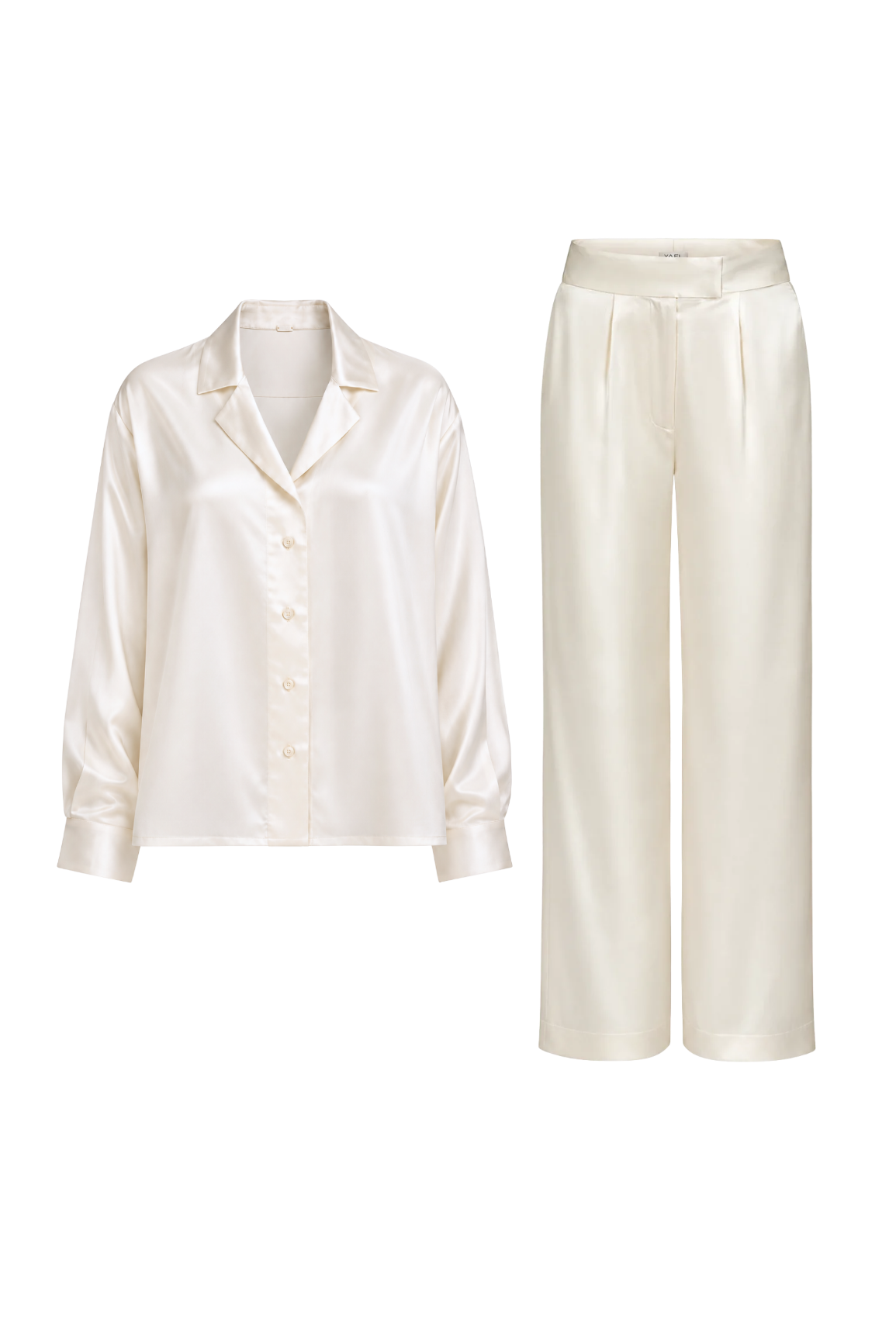 Ivory Silk Satin Blouse & Pants Set