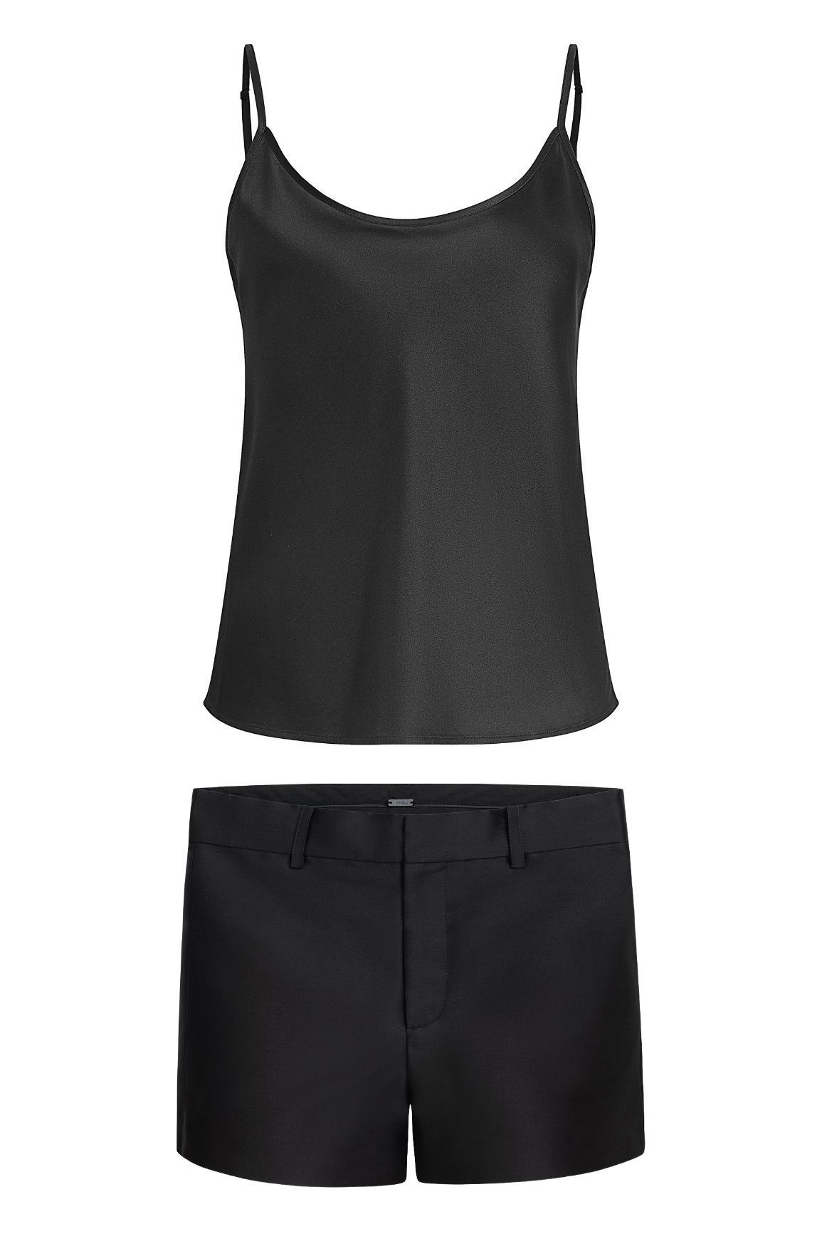 Black Silk Shorts Set