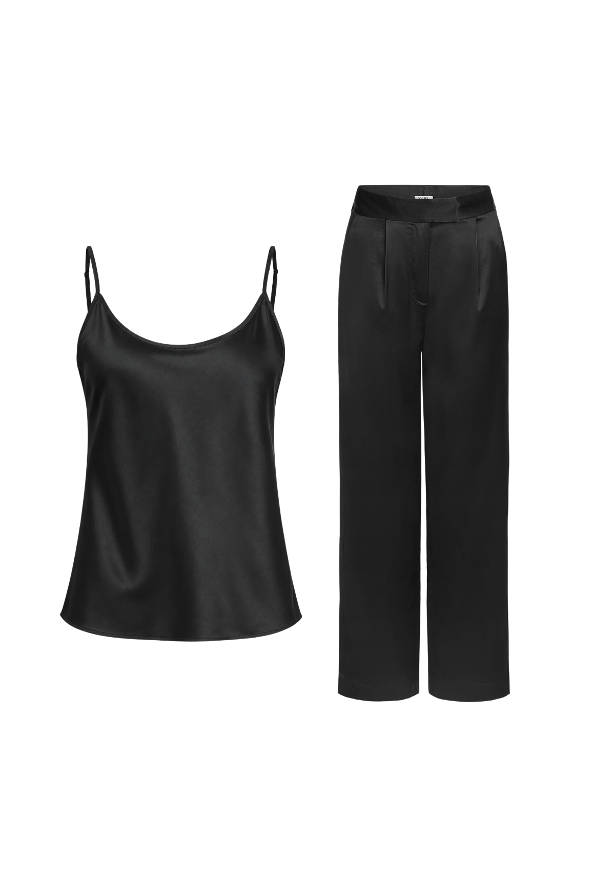 Black Silk Camisole & Pants Set