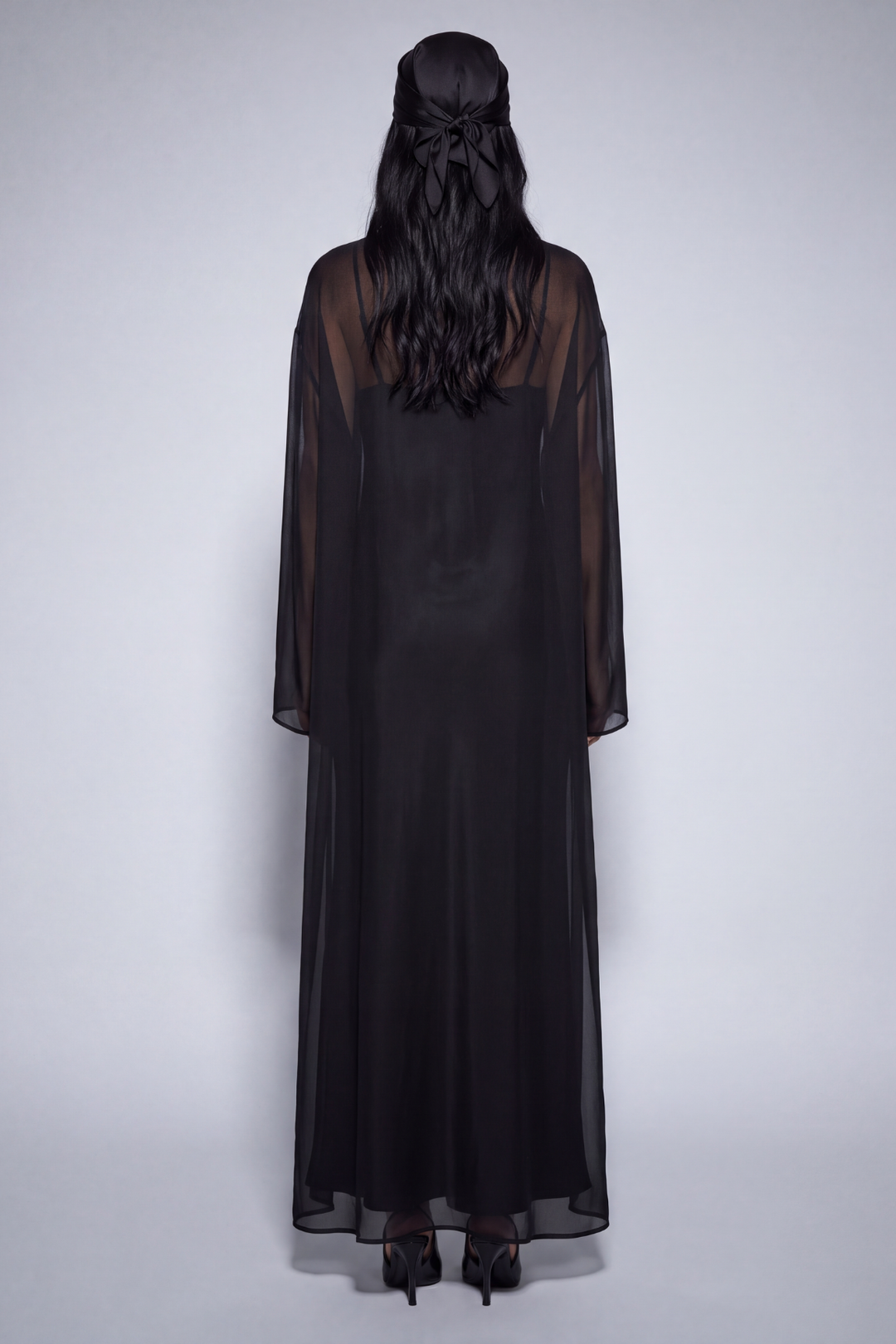Black Silk Chiffon Blouse Maxi