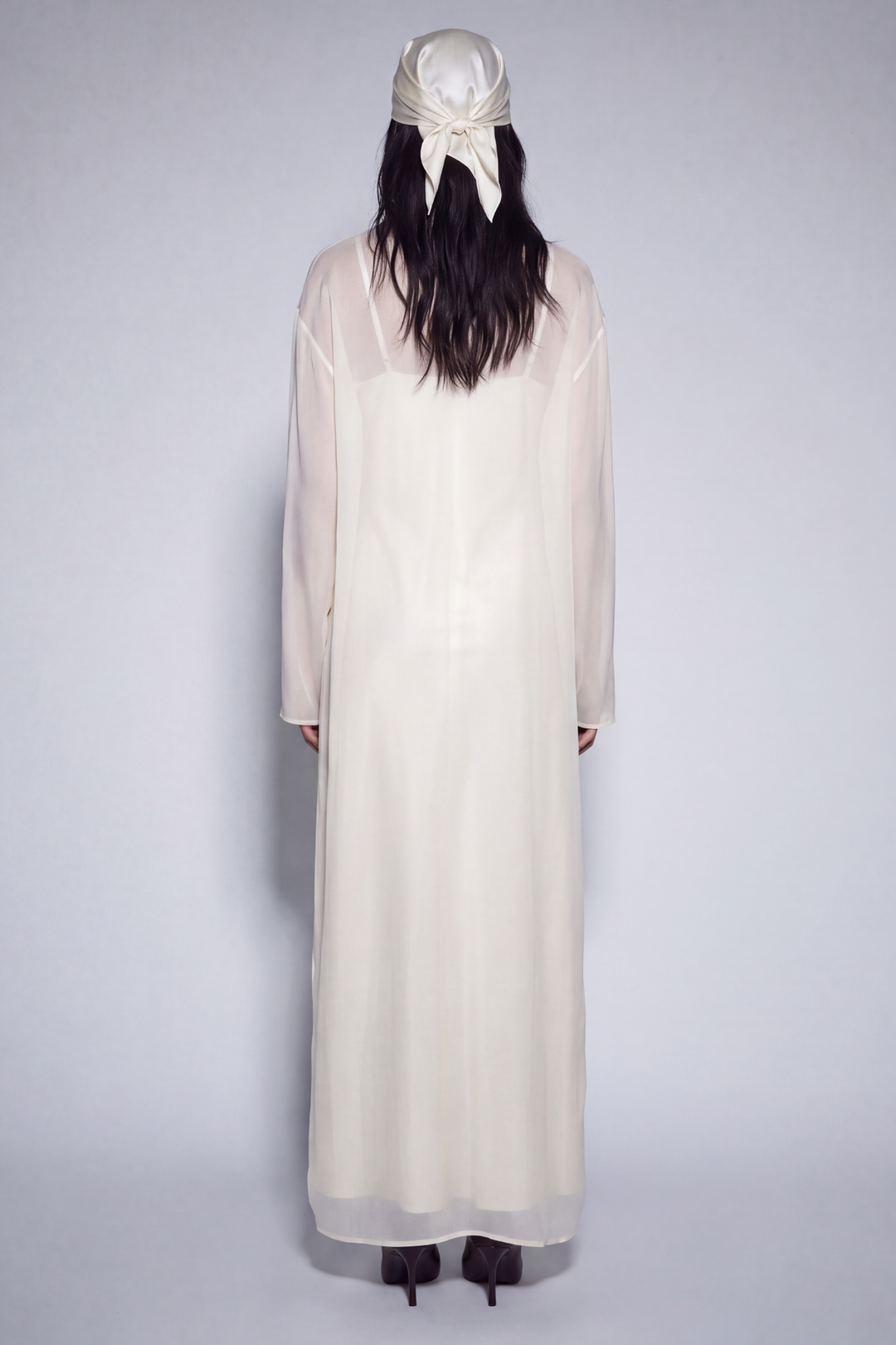 Ivory Silk Chiffon Blouse Maxi