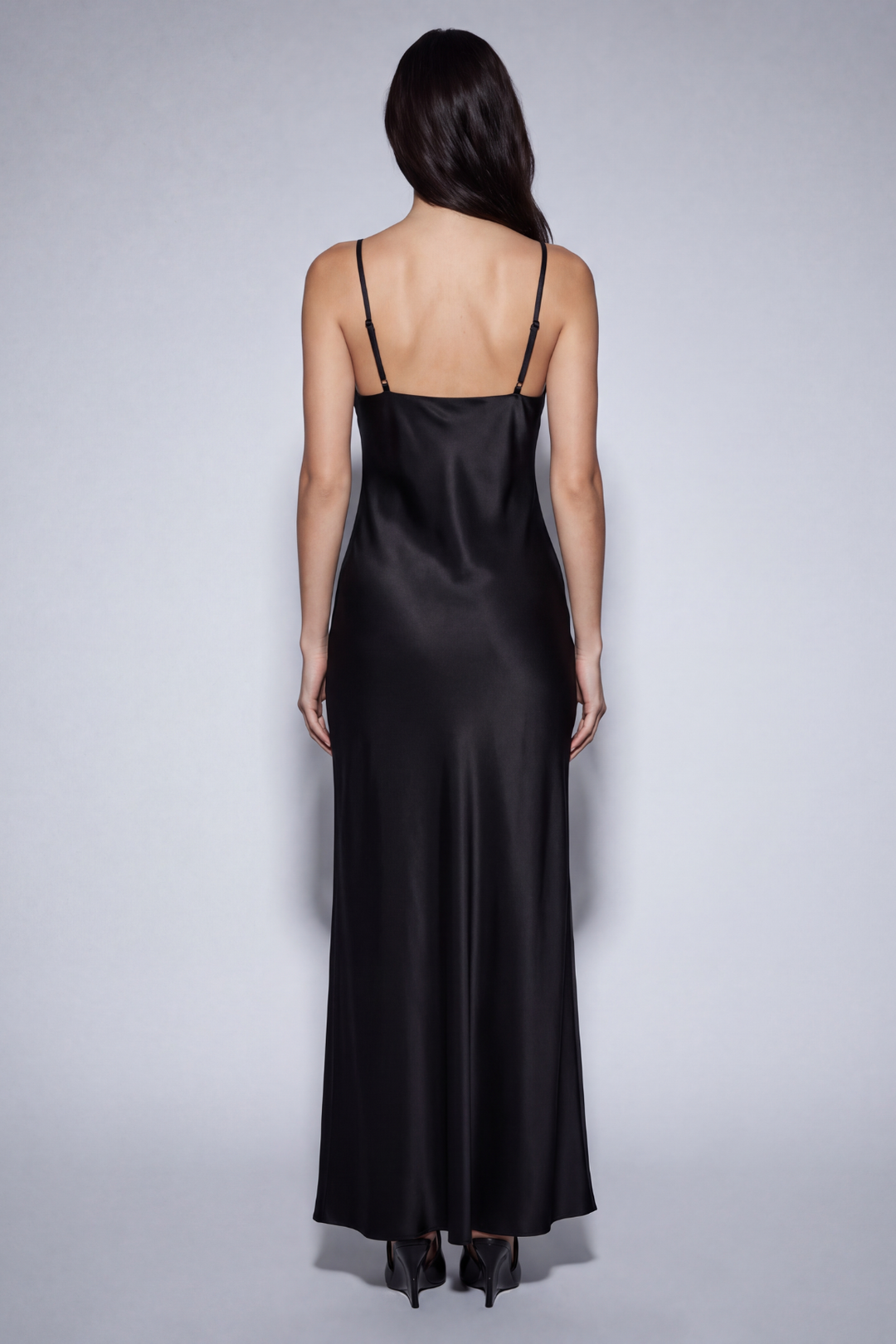 Black Silk Slip Dress Maxi